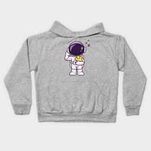 Cute Astronaut Sleepy Holding Cute Star Cartoon Kids Hoodie